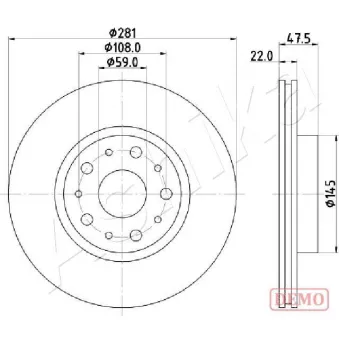 Jeu de 2 disques de frein arrière ASHIKA 61-00-0229C