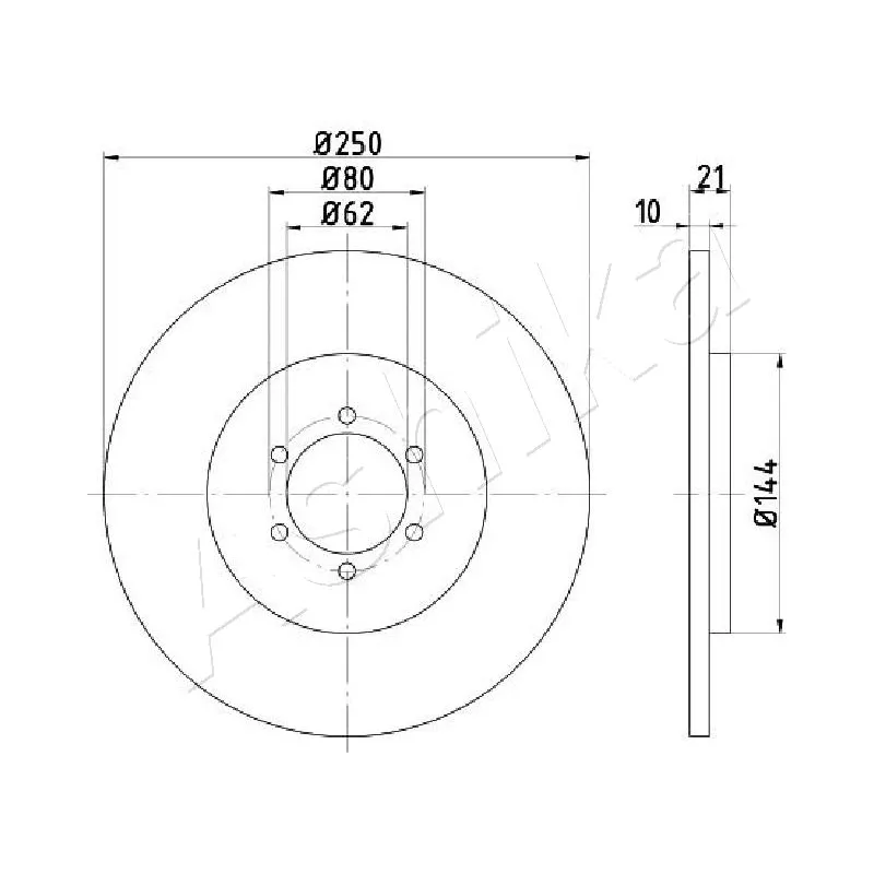 Jeu de 2 disques de frein arrière ASHIKA 61-00-0234C