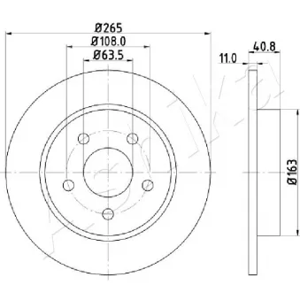 Jeu de 2 disques de frein arrière ASHIKA 61-00-0300