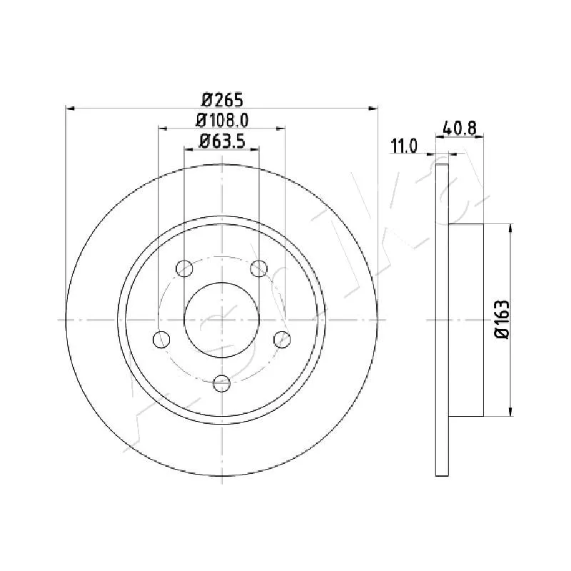 Jeu de 2 disques de frein arrière ASHIKA 61-00-0300