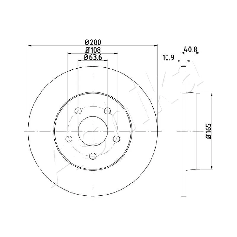 Jeu de 2 disques de frein arrière ASHIKA 61-00-0301