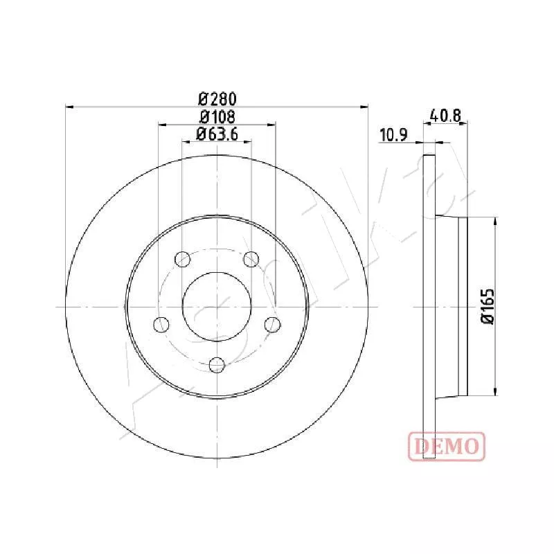 Jeu de 2 disques de frein arrière ASHIKA 61-00-0301C