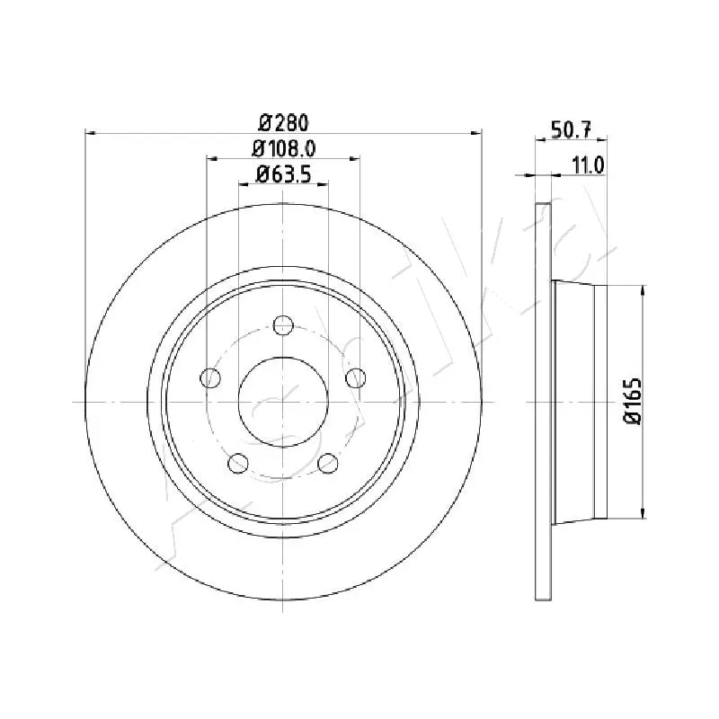 Jeu de 2 disques de frein arrière ASHIKA 61-00-0302