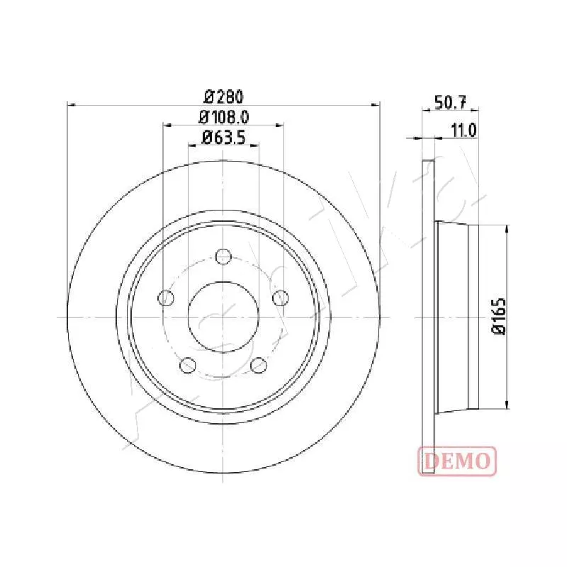 Jeu de 2 disques de frein arrière ASHIKA 61-00-0302C