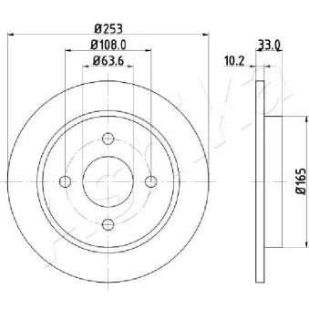 Jeu de 2 disques de frein arrière ASHIKA 61-00-0303