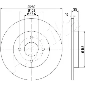 Jeu de 2 disques de frein arrière ASHIKA 61-00-0304