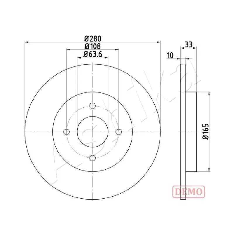 Jeu de 2 disques de frein arrière ASHIKA 61-00-0304C