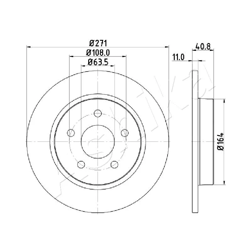 Jeu de 2 disques de frein arrière ASHIKA 61-00-0305