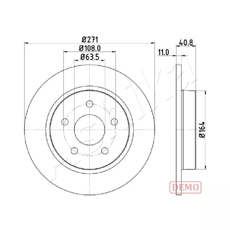 Jeu de 2 disques de frein arrière ASHIKA 61-00-0305C