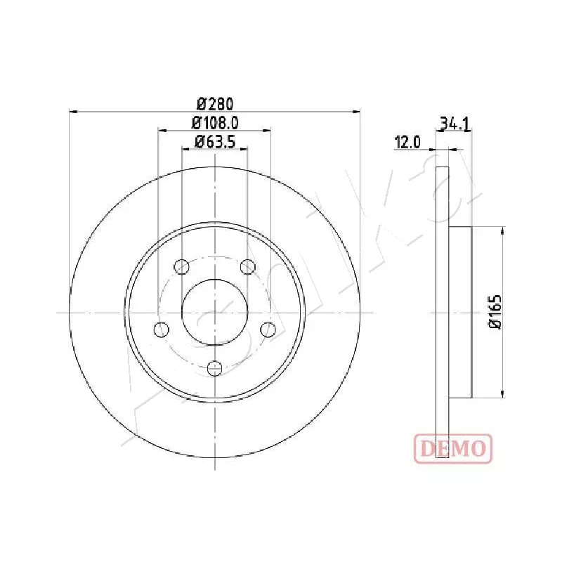 Jeu de 2 disques de frein arrière ASHIKA 61-00-0309C