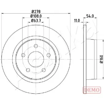 Jeu de 2 disques de frein arrière ASHIKA 61-00-0311C