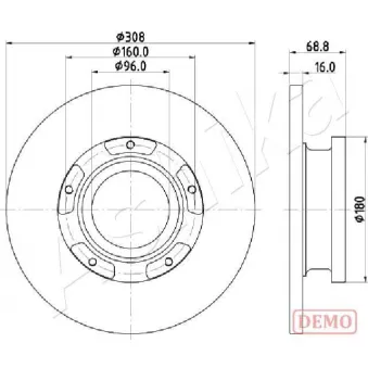 Jeu de 2 disques de frein arrière ASHIKA 61-00-0312C