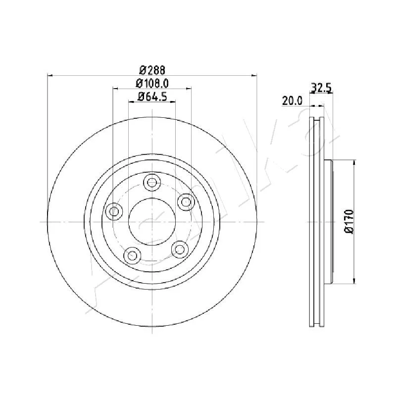 Jeu de 2 disques de frein arrière ASHIKA 61-00-0315