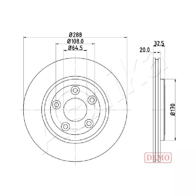 Jeu de 2 disques de frein arrière ASHIKA 61-00-0315C