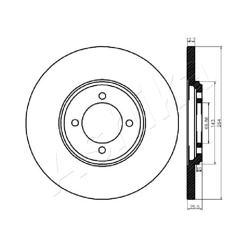 Jeu de 2 disques de frein arrière ASHIKA 61-00-0318