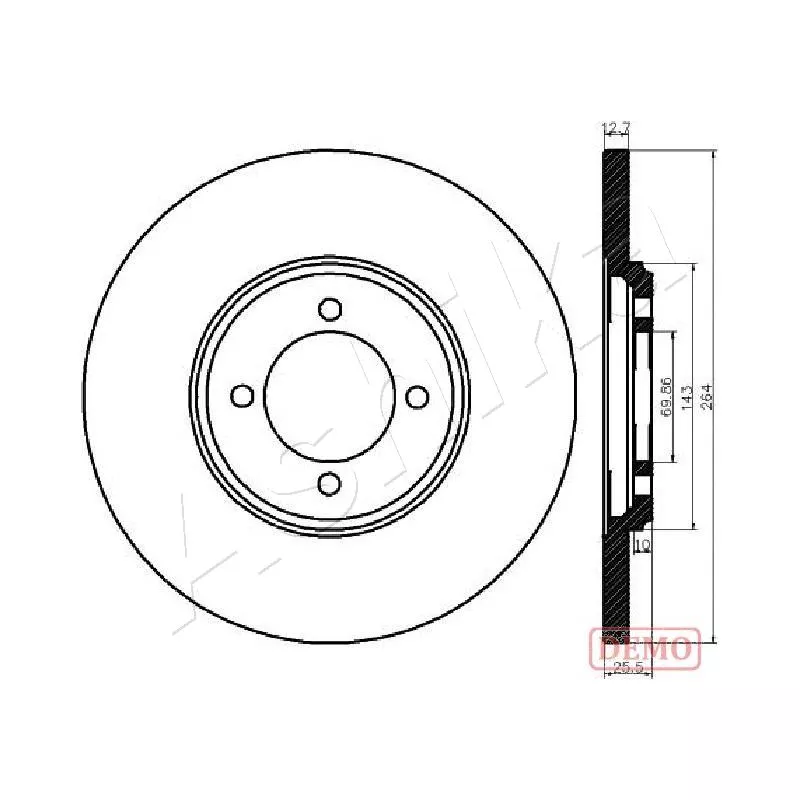 Jeu de 2 disques de frein arrière ASHIKA 61-00-0318C