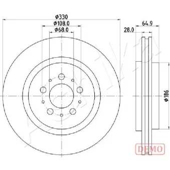 Jeu de 2 disques de frein arrière ASHIKA 61-00-0322C