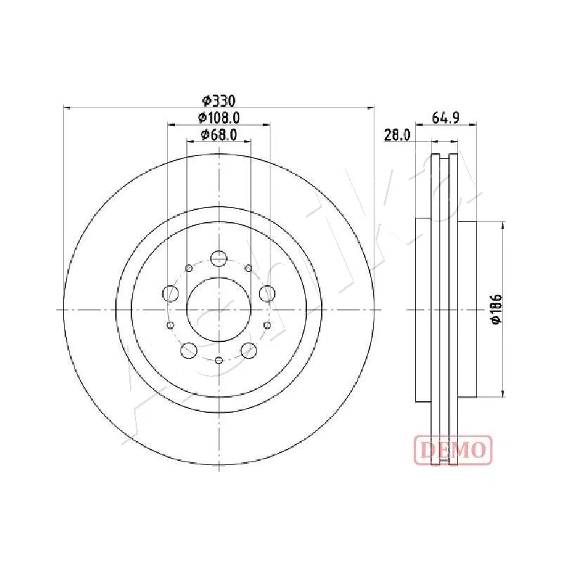 Jeu de 2 disques de frein arrière ASHIKA 61-00-0322C