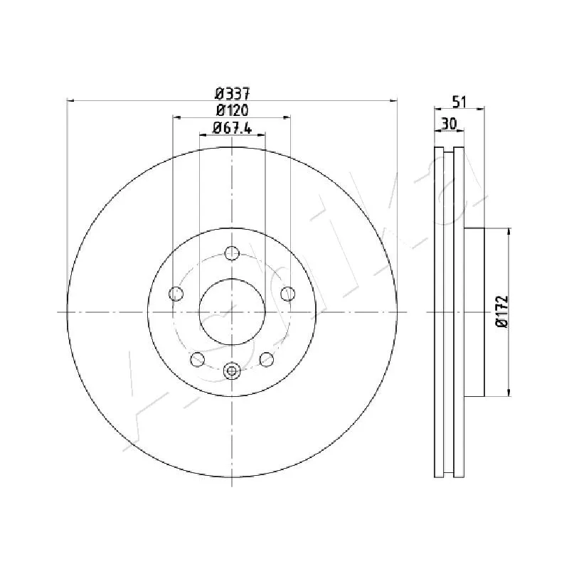 Jeu de 2 disques de frein arrière ASHIKA 61-00-0323