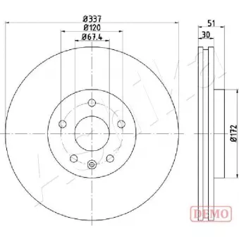 Jeu de 2 disques de frein arrière ASHIKA 61-00-0323C