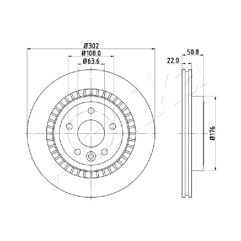Jeu de 2 disques de frein arrière ASHIKA 61-00-0325