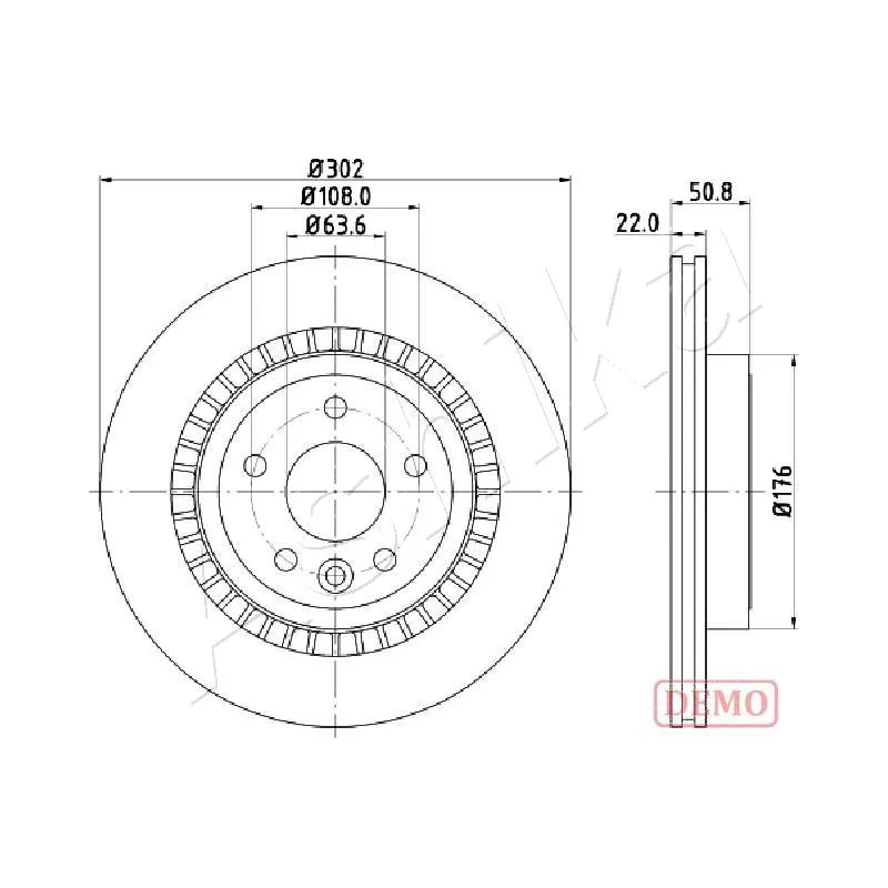 Jeu de 2 disques de frein arrière ASHIKA 61-00-0325C