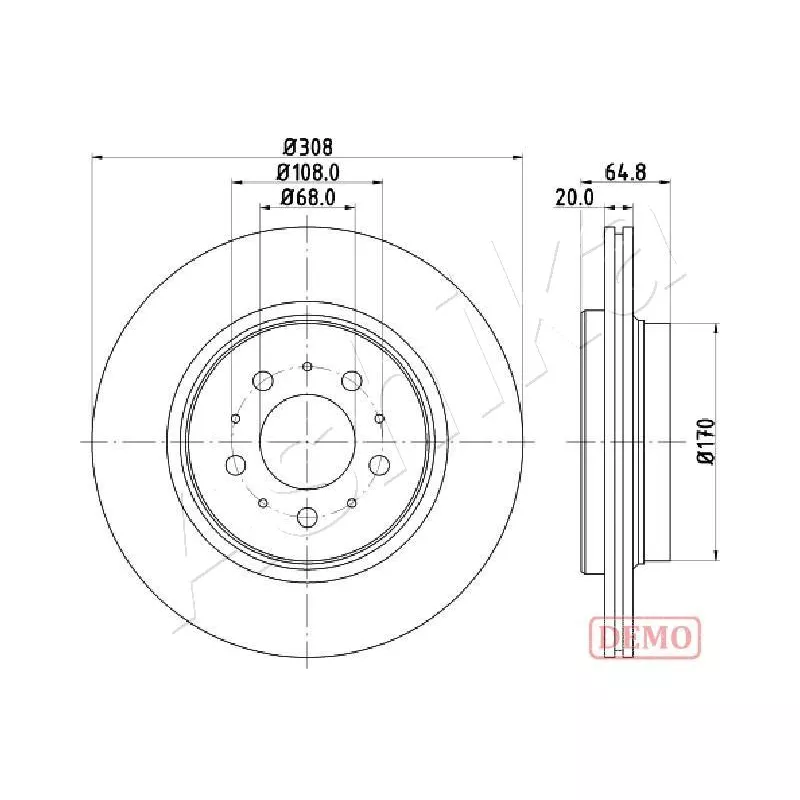Jeu de 2 disques de frein arrière ASHIKA 61-00-0326C