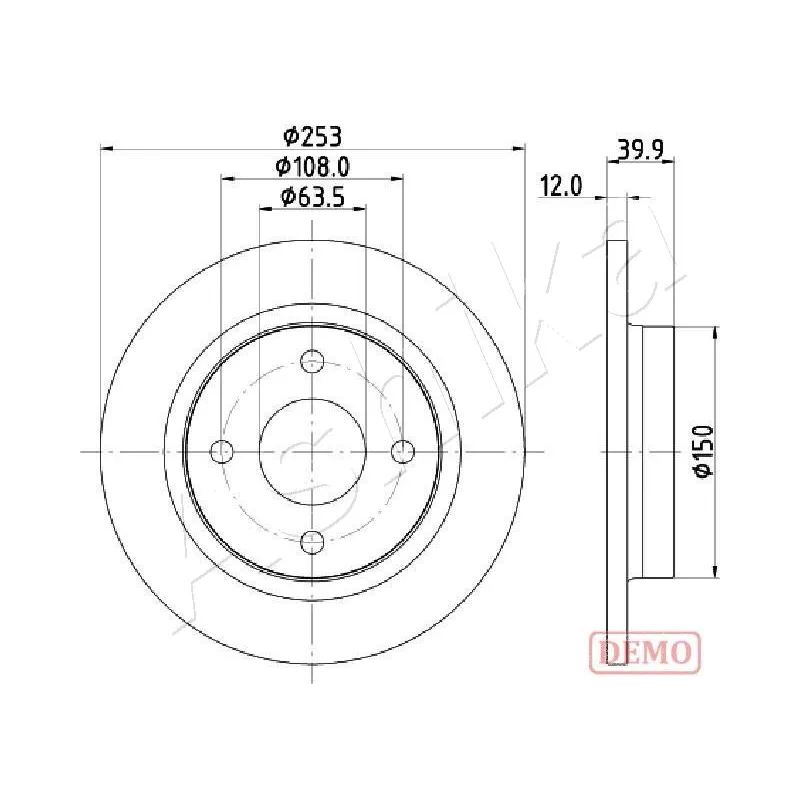Jeu de 2 disques de frein arrière ASHIKA 61-00-0329C