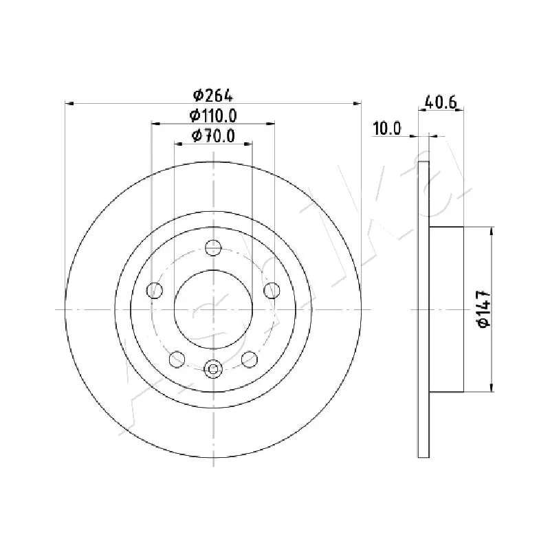 Jeu de 2 disques de frein arrière ASHIKA 61-00-0400