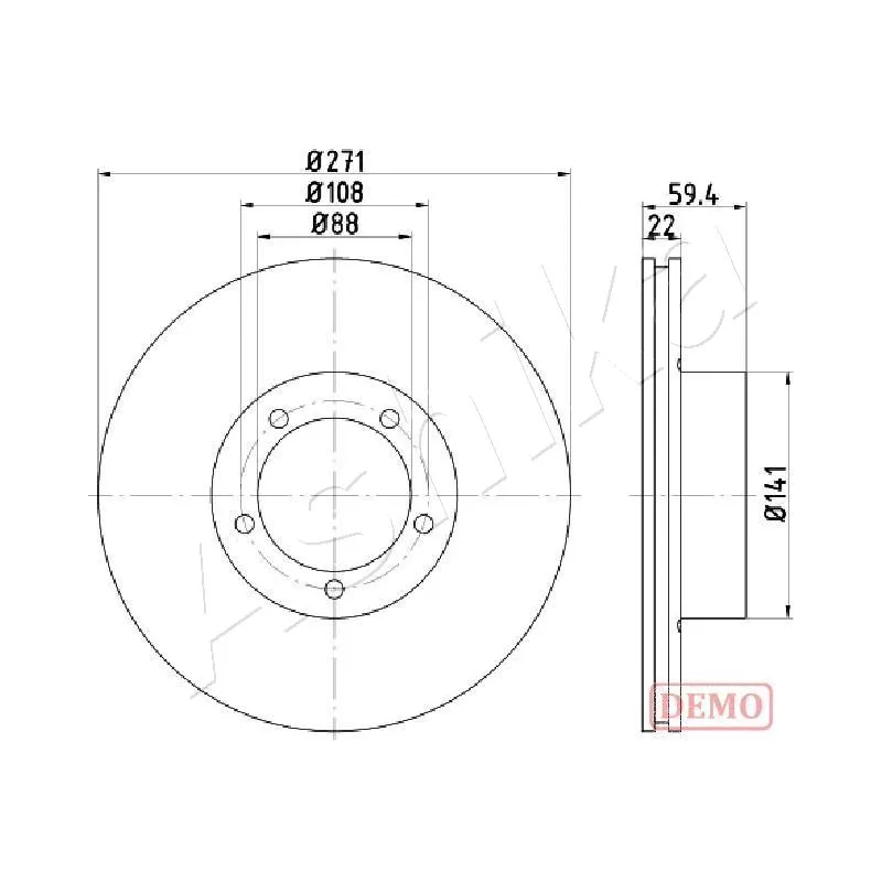 Jeu de 2 disques de frein arrière ASHIKA 61-00-0401C