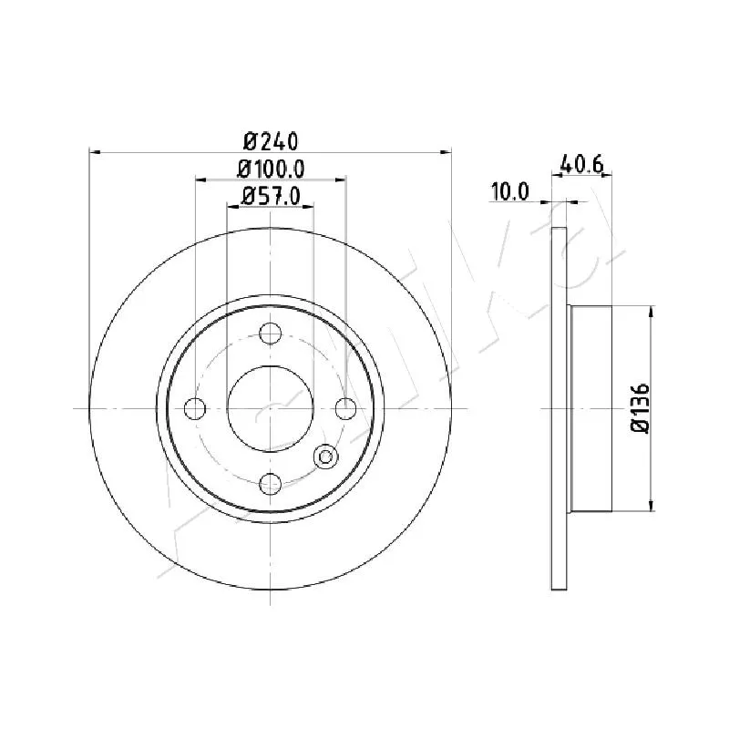 Jeu de 2 disques de frein arrière ASHIKA 61-00-0405