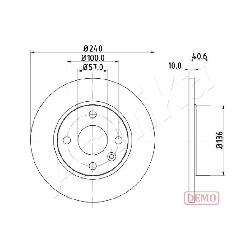 Jeu de 2 disques de frein arrière ASHIKA 61-00-0405C