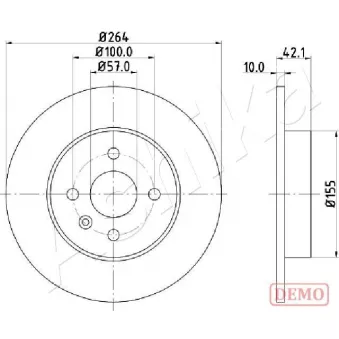 Jeu de 2 disques de frein arrière ASHIKA 61-00-0407C