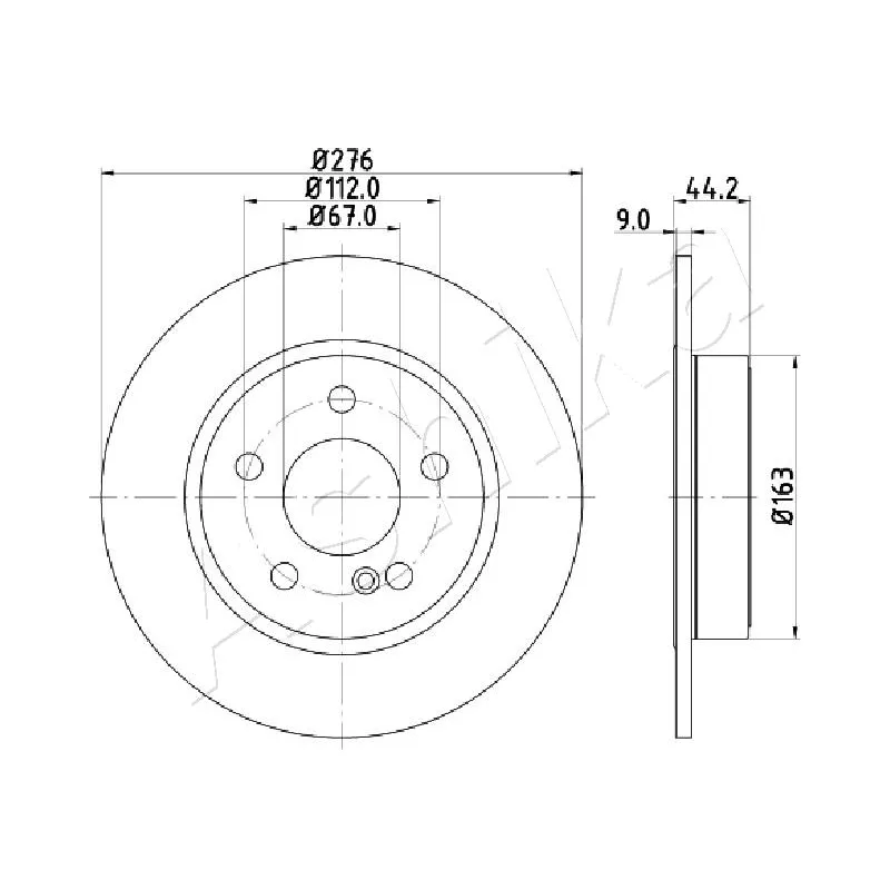 Jeu de 2 disques de frein arrière ASHIKA 61-00-0502