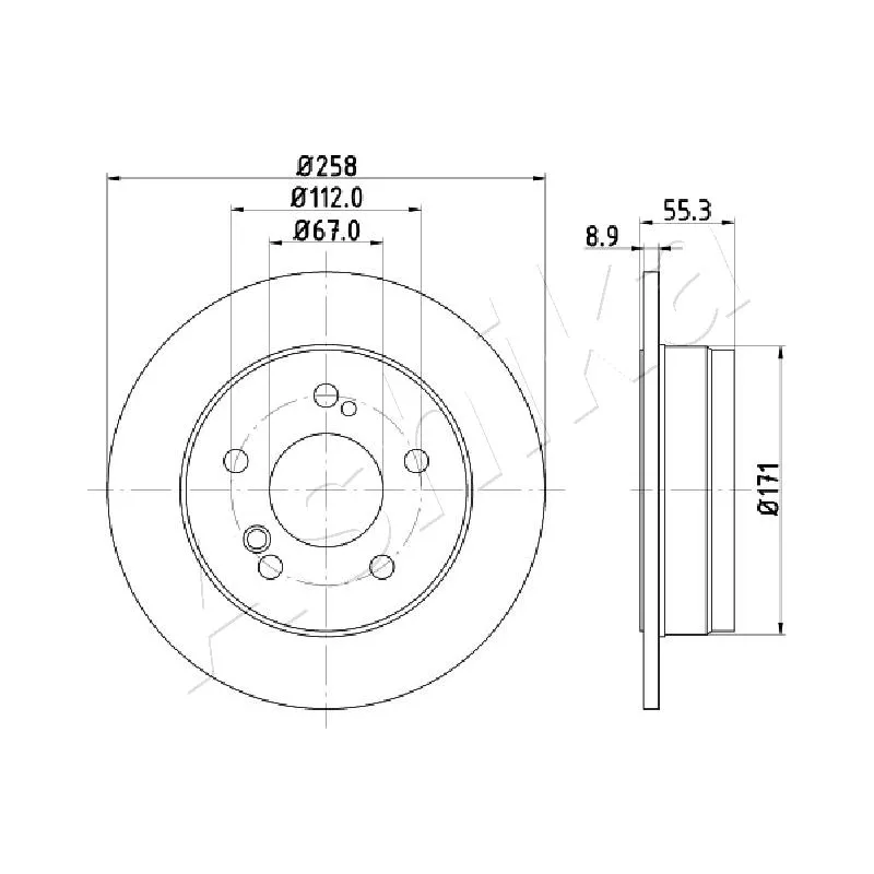Jeu de 2 disques de frein arrière ASHIKA 61-00-0504
