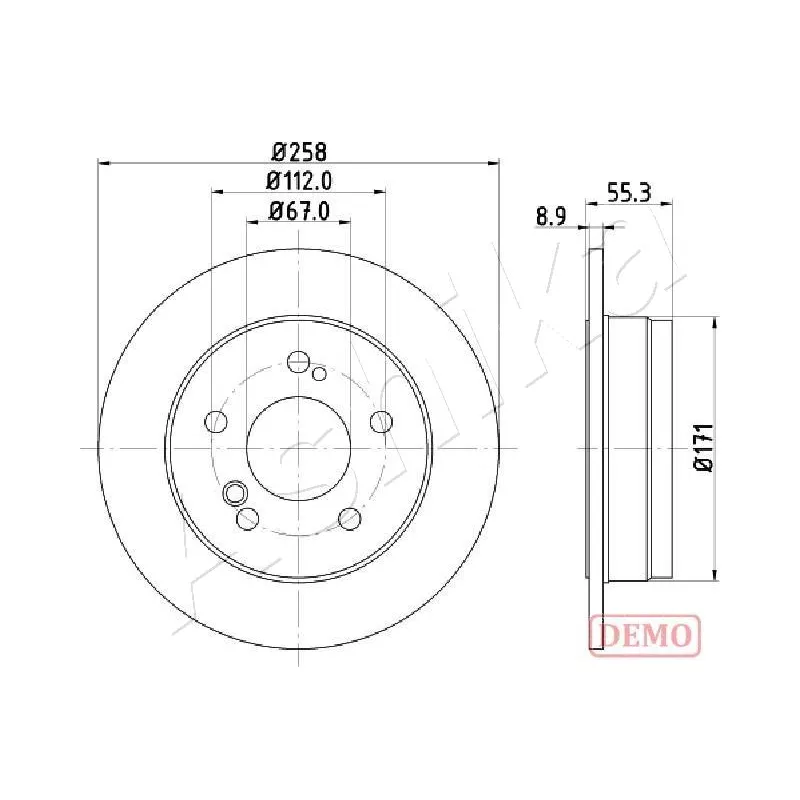 Jeu de 2 disques de frein arrière ASHIKA 61-00-0504C
