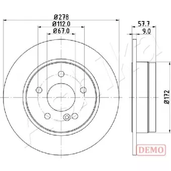 Jeu de 2 disques de frein arrière ASHIKA 61-00-0508C