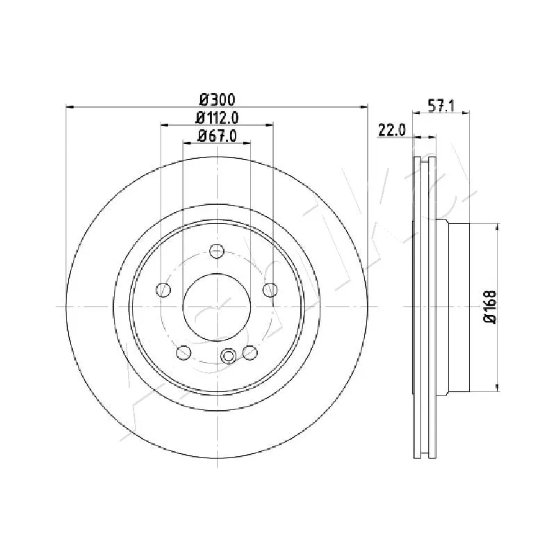 Jeu de 2 disques de frein arrière ASHIKA 61-00-0510