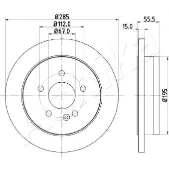 Jeu de 2 disques de frein arrière ASHIKA 61-00-0522