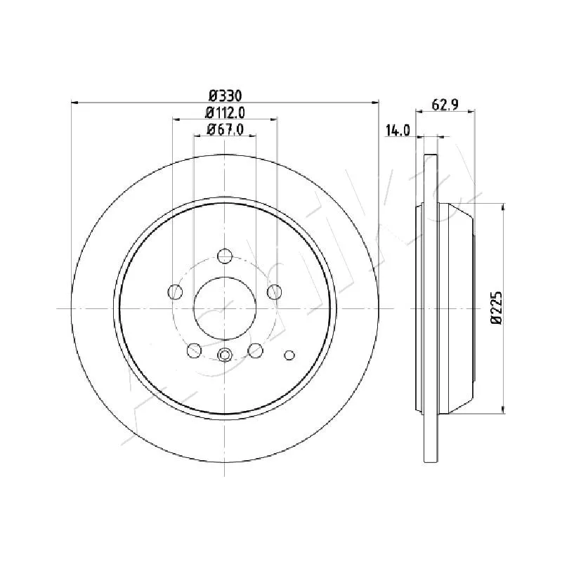 Jeu de 2 disques de frein arrière ASHIKA 61-00-0524