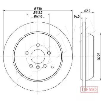Jeu de 2 disques de frein arrière ASHIKA 61-00-0524C