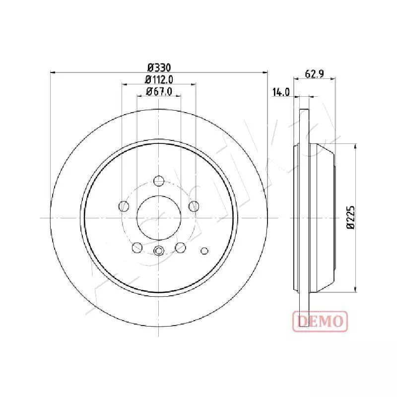 Jeu de 2 disques de frein arrière ASHIKA 61-00-0524C