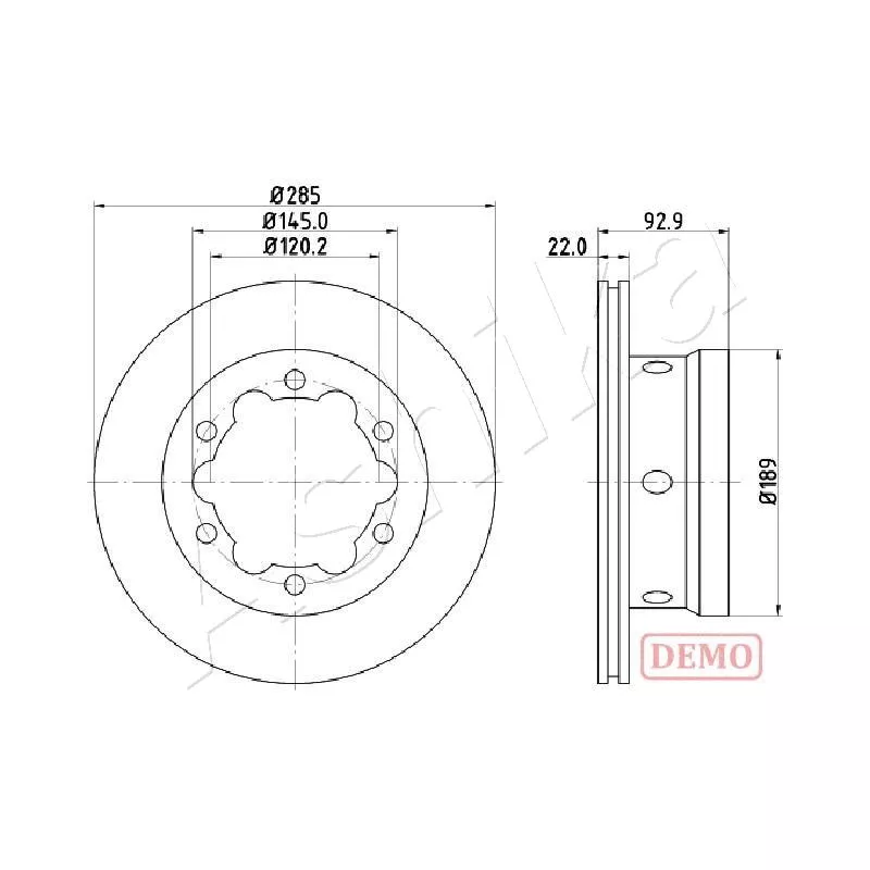 Jeu de 2 disques de frein arrière ASHIKA 61-00-0528C
