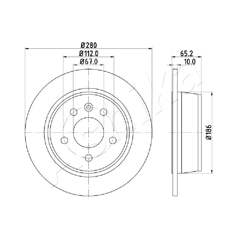 Jeu de 2 disques de frein arrière ASHIKA 61-00-0530