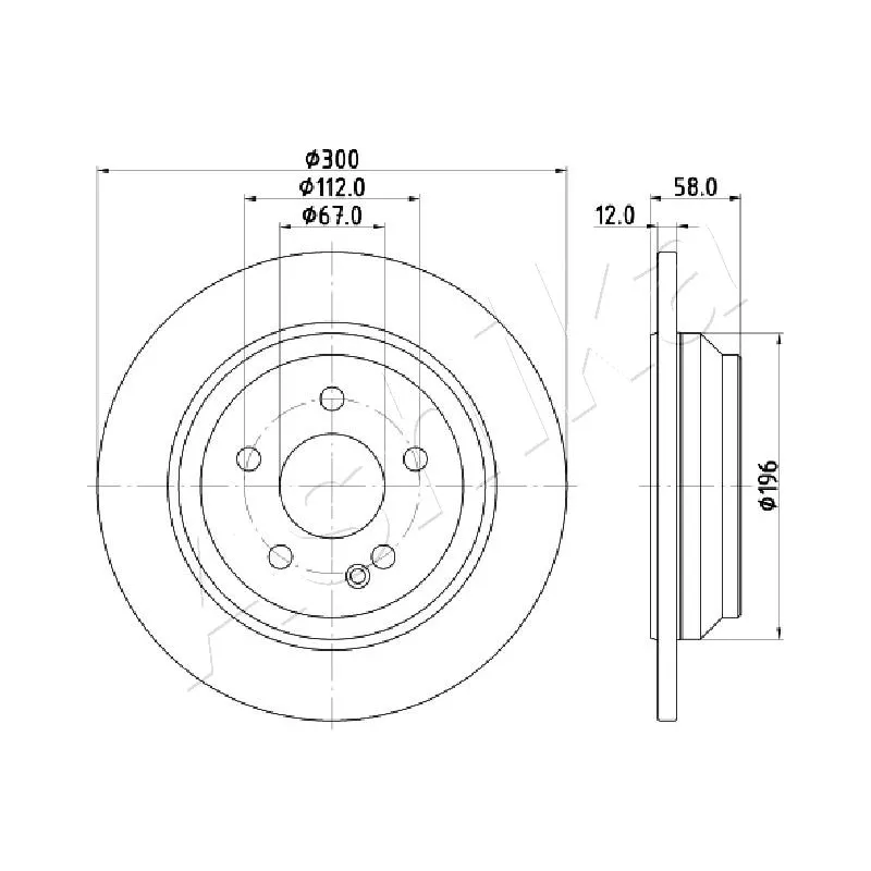 Jeu de 2 disques de frein arrière ASHIKA 61-00-0531