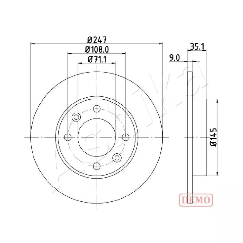 Jeu de 2 disques de frein arrière ASHIKA 61-00-0602C