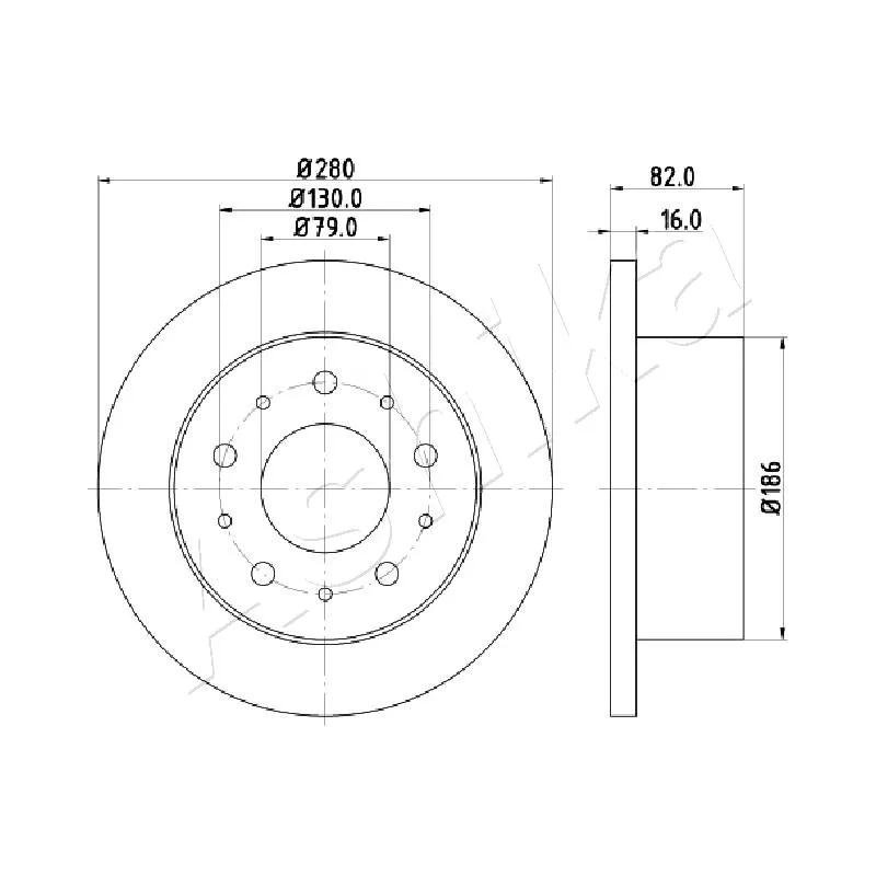 Jeu de 2 disques de frein arrière ASHIKA 61-00-0611