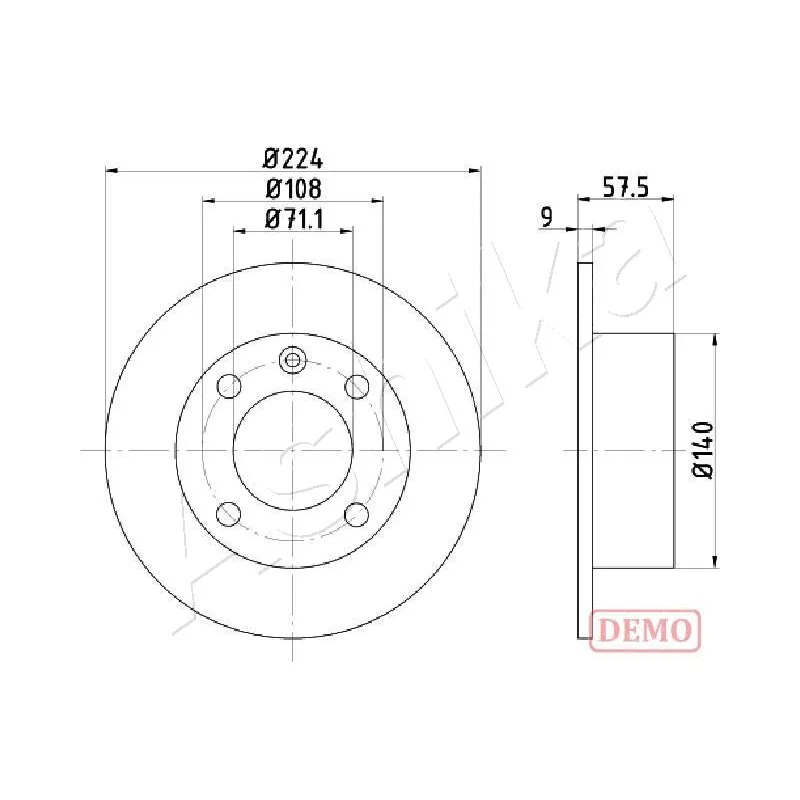 Jeu de 2 disques de frein arrière ASHIKA 61-00-0614C