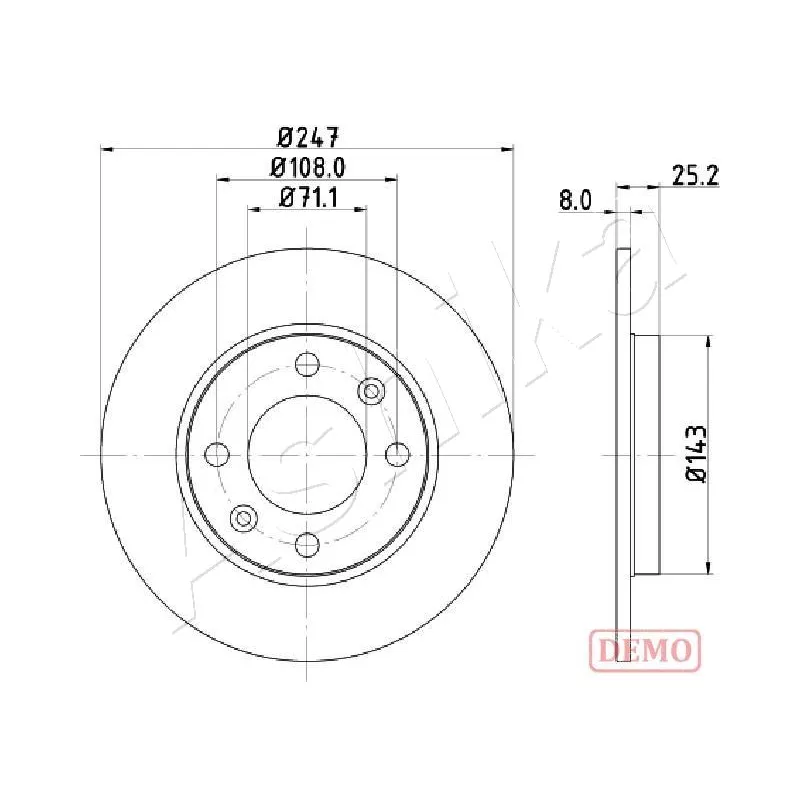 Jeu de 2 disques de frein arrière ASHIKA 61-00-0615C