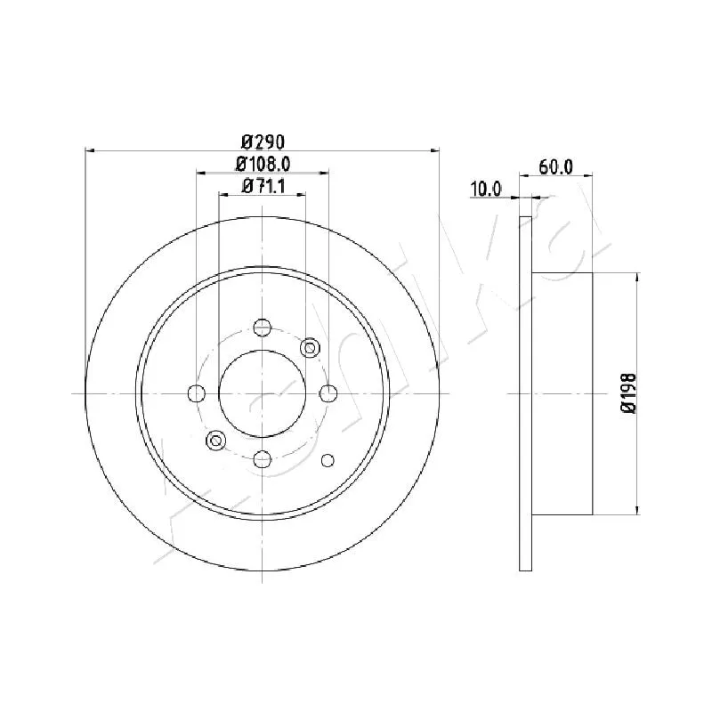 Jeu de 2 disques de frein arrière ASHIKA 61-00-0616